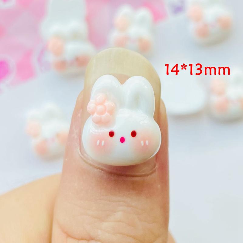 20 Pcs New 14*13Mm Cute Cartoon Bright Surface Little Rabbit Resin Scrapbook Diy Jewelry Wedding Hairpin Decorate Accessorie A51