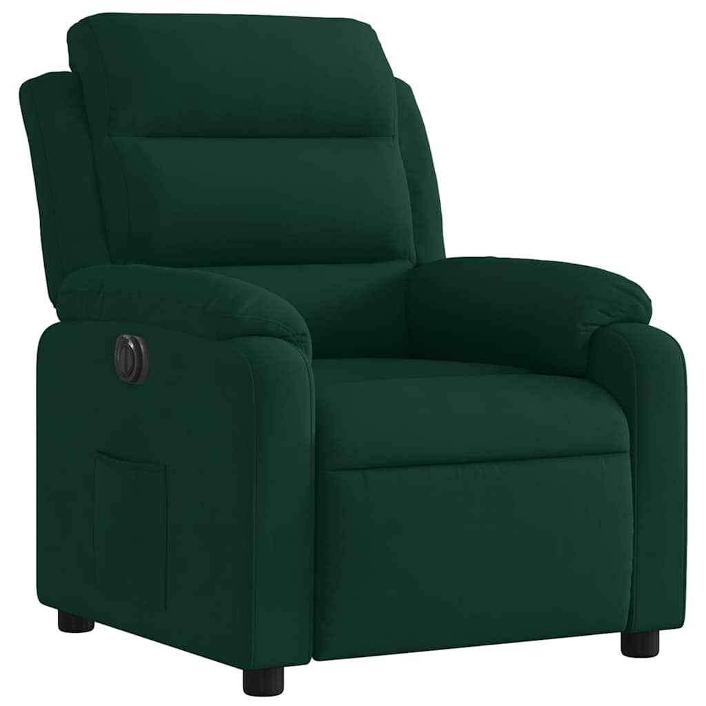 Electric Recliner Chair Dark Green Velvet