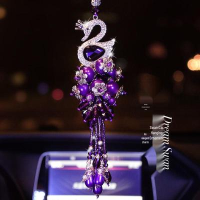 Pingente de Carro Cisne de Cristal - Enfeite Fofo e Criativo para Interior de Carro, Joia Feminina