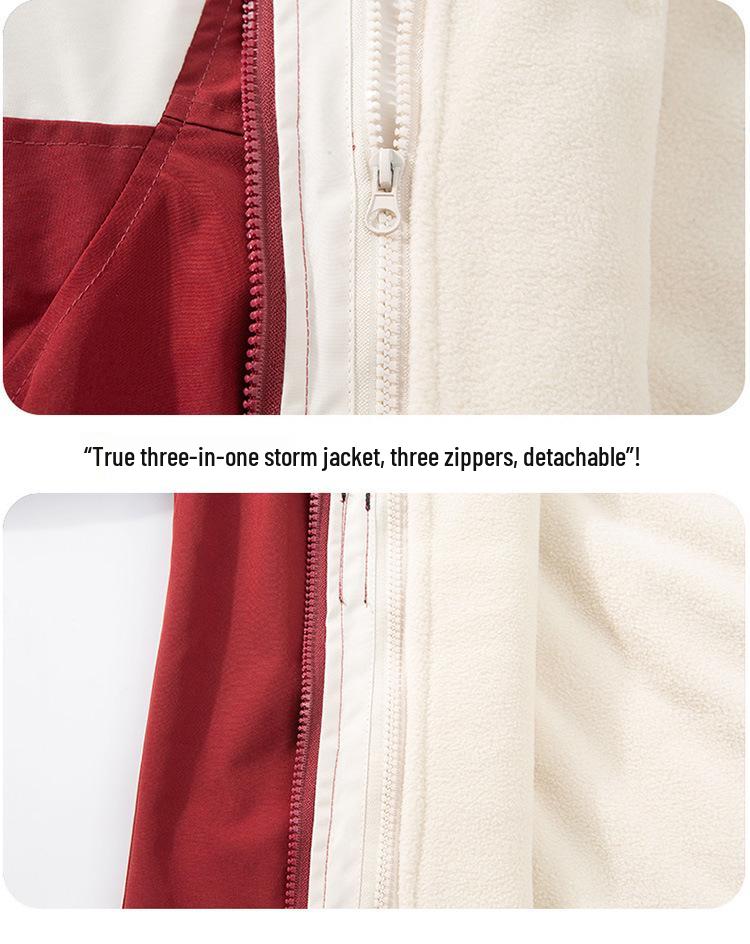 Girls' 2025 Three-in-One Windbreaker: Waterproof, Windproof, and Thickened for Autumn and Winter. Loose-fitting, Trendy Outdoor Coat.