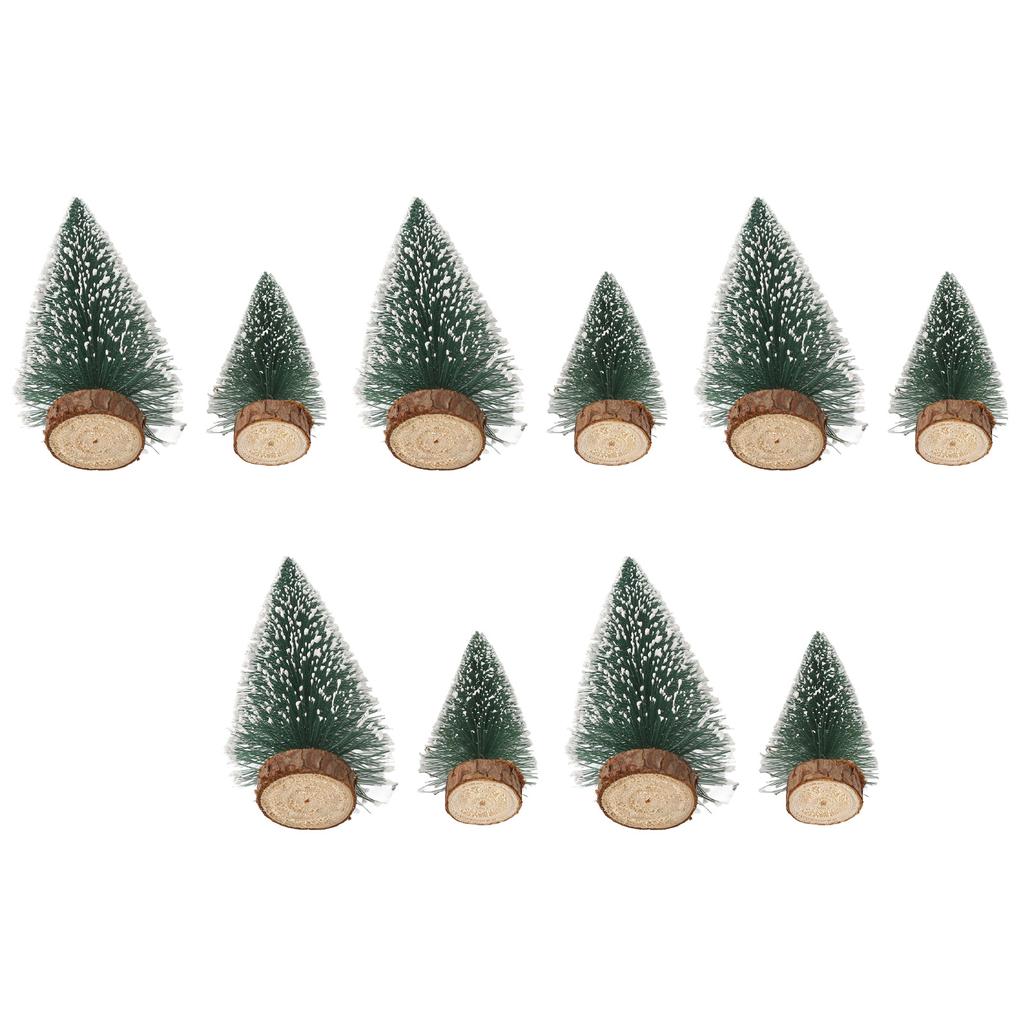 10Pcs Christmas Pine Tree Decor Set Xmas Small Ornament Tabletop Artificial Tree