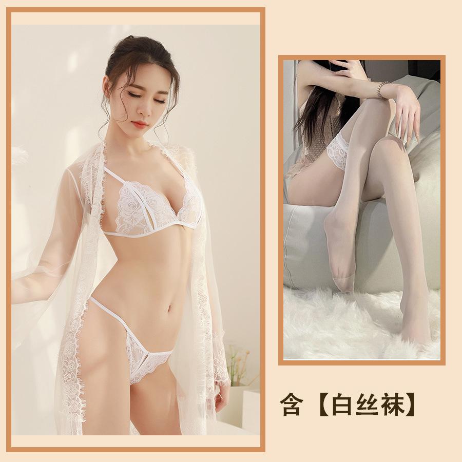 New Adult Erotic Underwear Sexy Lace Skirt Perspective Pajamas Open File Fresh Jacket Three-point Underwear Women