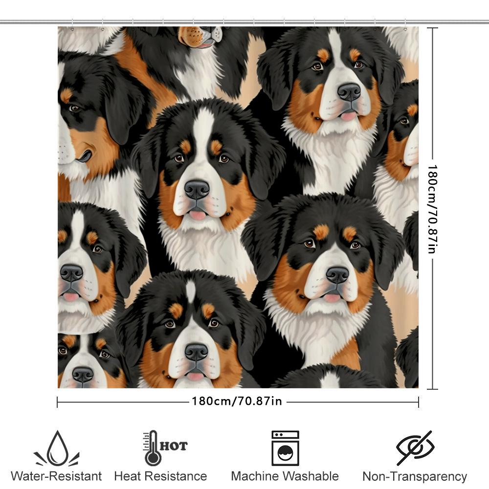 Modern Style Pet Dog Print Shower Curtain Waterproof Bath Decoration Home Decor Customizable Size Available