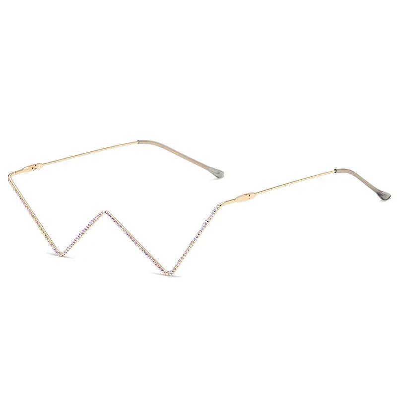 Fashion Metal Inlaid Diamond Frames Eyeware For Women Small Personality Eyeglasses Alloy Frame Eyewear Punk Half Frame Glasses