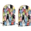 Book Ends Funny Cats Wood Bookends for Shelves To Hold Books Heavy Duty Non-Skid Book Stoppers Wood Decorative Home Office School
