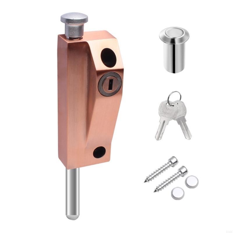 Aluminum Alloy Framed Door Lock Thickened Vertical Barrel Bolt Latches Antitheft Glass Door Lock for Home Commercial