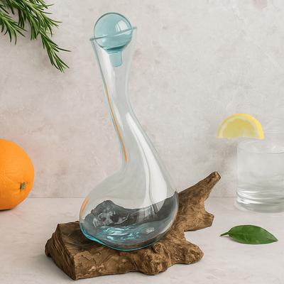 Wine Decanter Molten Glass On Wood 1L
