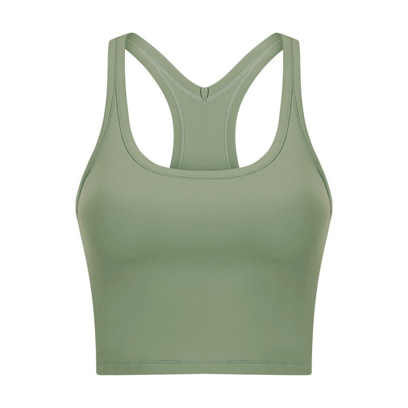 Original I-Shaped Yoga Vest Female with Chest Pad Beauty Back Exercise Underwear Female Bubble Wrap Running Fitness Bra Can Be Outwear
