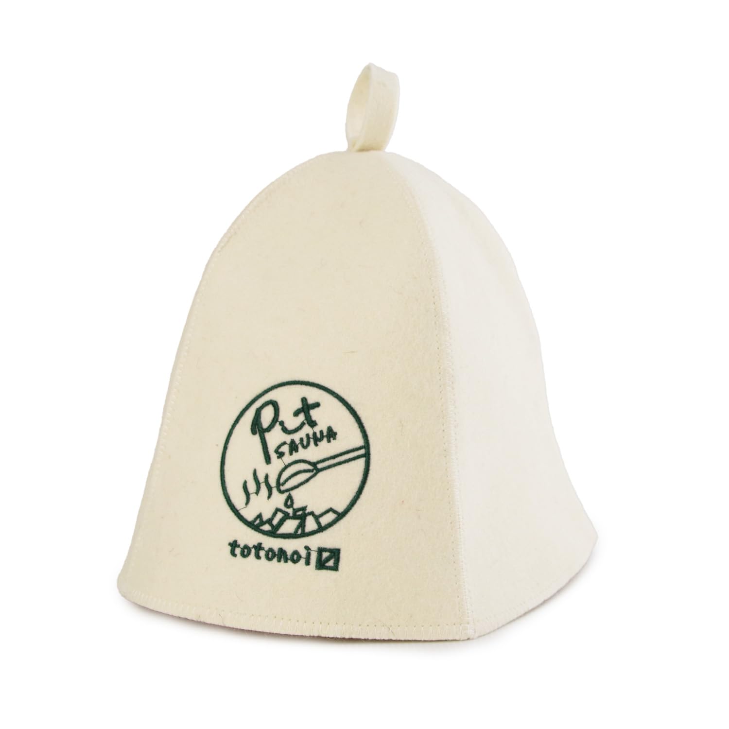 

Pit Life Pit SAUNA Sauna Hat, Large, Wool, Washable, Off-White with Green Logo