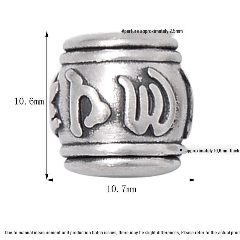 S999 Стерлинговое серебро Бочонки с шестислоговой мантрой - Ретро 3D разделители для браслетов и аксессуаров своими руками