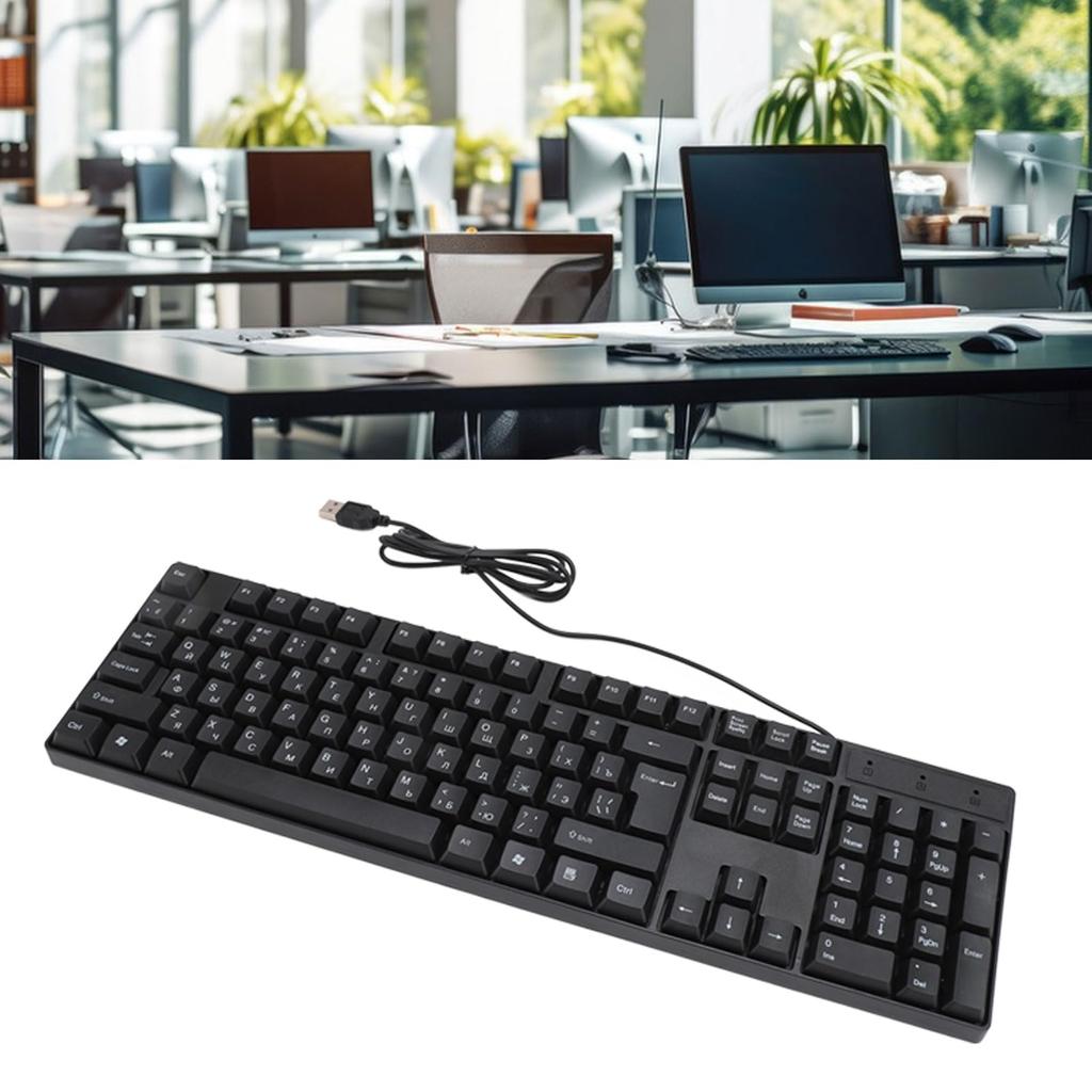 K1800 Wired USB 104 Keys Minority Language Keyboard Wired USB Gaming Keyboard for Home Plug and Play Keyboard, Keyboard, Russian/Spanish/French/Wired