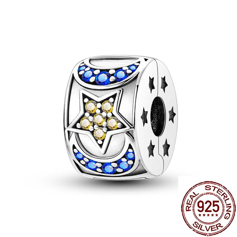 Charms Copper Moon Star Night Sky Galaxy Celestial Dangle Beads Fit Snake Chain Bracelet Necklace Women Diy Jewelry