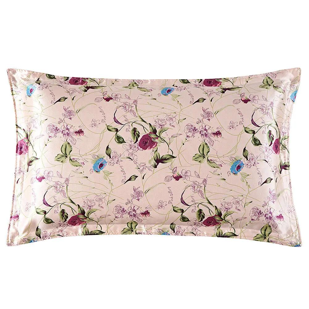 Pure Mulberry Silk Floral Pillowcase 25Momme Genuine Silk Retro Floral Pillowcover Home Cojines Soft Sofa Chair Coussin