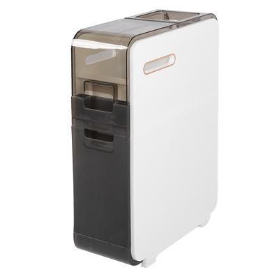 Slim Bathroom Storage Cabinet Plastic Narrow Bathroom Storage Space Saving Floor   Side Unit Small Storage Cabinet for Toilet White
