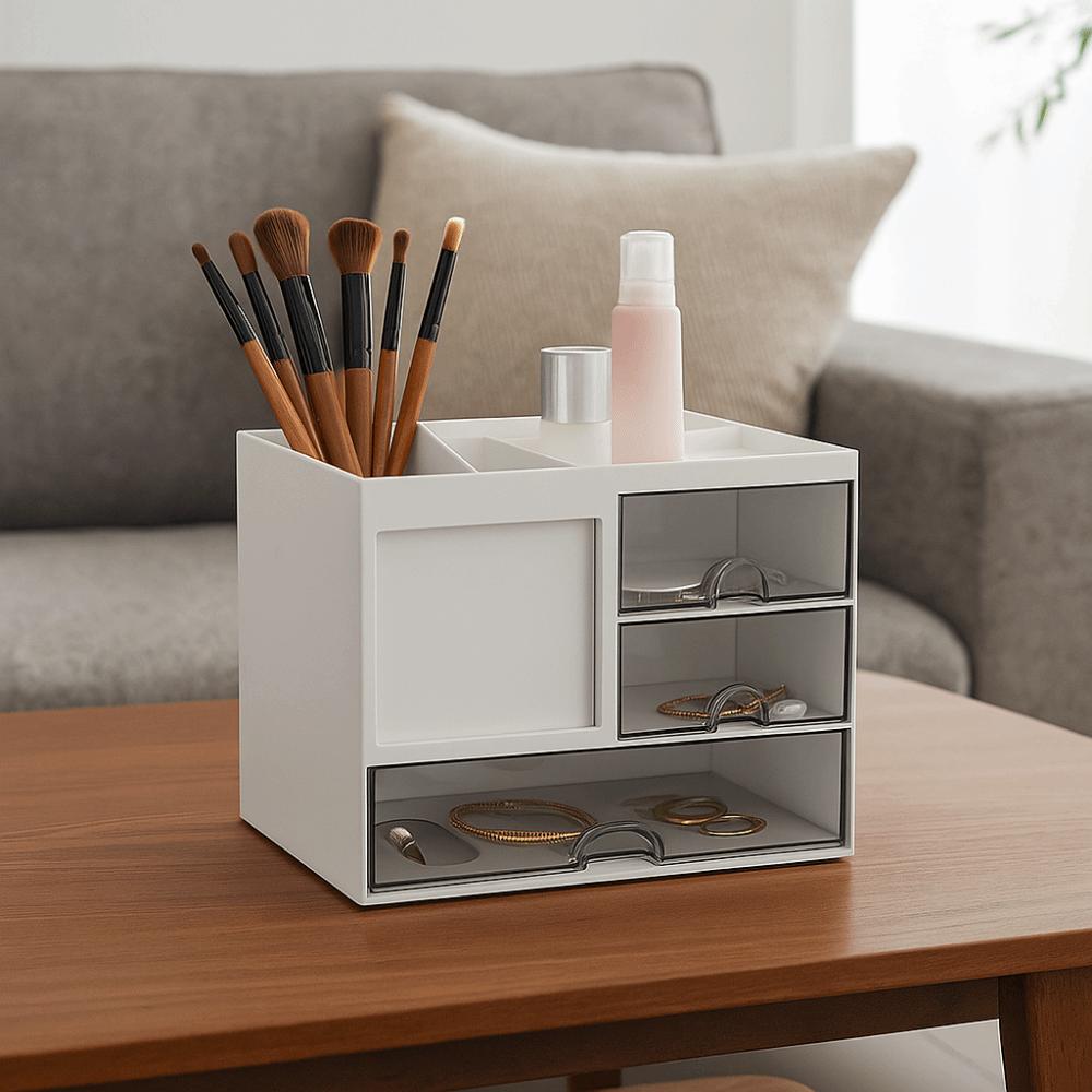Reasonable Partition Drawer Storage Box Plastic Pen Holder Multipurpose Desk Organizer  School