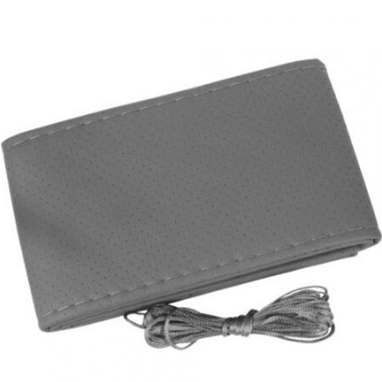 

Универсальный автомобильный чехол на руль из искусственной кожи для ручного шитья для 37–38 см 14,5 дюйма;-15 ; Противоскользящая плетеная машина размера M серый