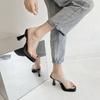 High heels are new in summer, and European and American sexy square toe and thin heel transparent slippers are worn