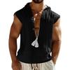 Men'S V-Neck Loose Fitting Sweat Sleeveless Hooded Shirt Fashionable Top