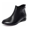 Round head short boots women's autumn and winter new low-heeled rear zipper leather boots simple temperament and thin flat-bottomed cotton boots