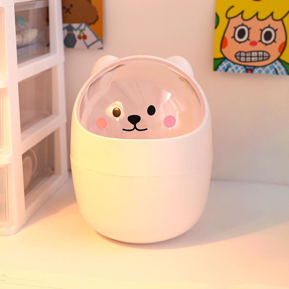 Mini Cute Bear Desktop Trash Can for Desk or Office