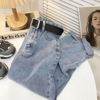 Pantalones vaqueros de cintura alta, pantalones largos de otoño/invierno, pantalones vaqueros de pierna recta para mujer, pantalones Harlan elásticos sueltos para mujer
