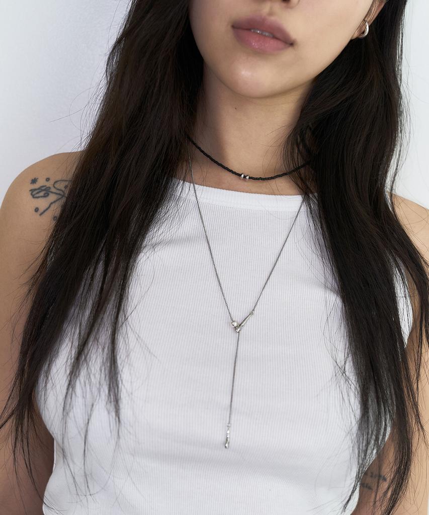 Ourpierre Silver Donut Necklace Black