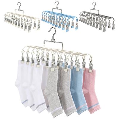 Windproof Clothes Hanger 20 Clips Sock Hanger Stainless Steel Drying Rack for Socks Underwear Baby
