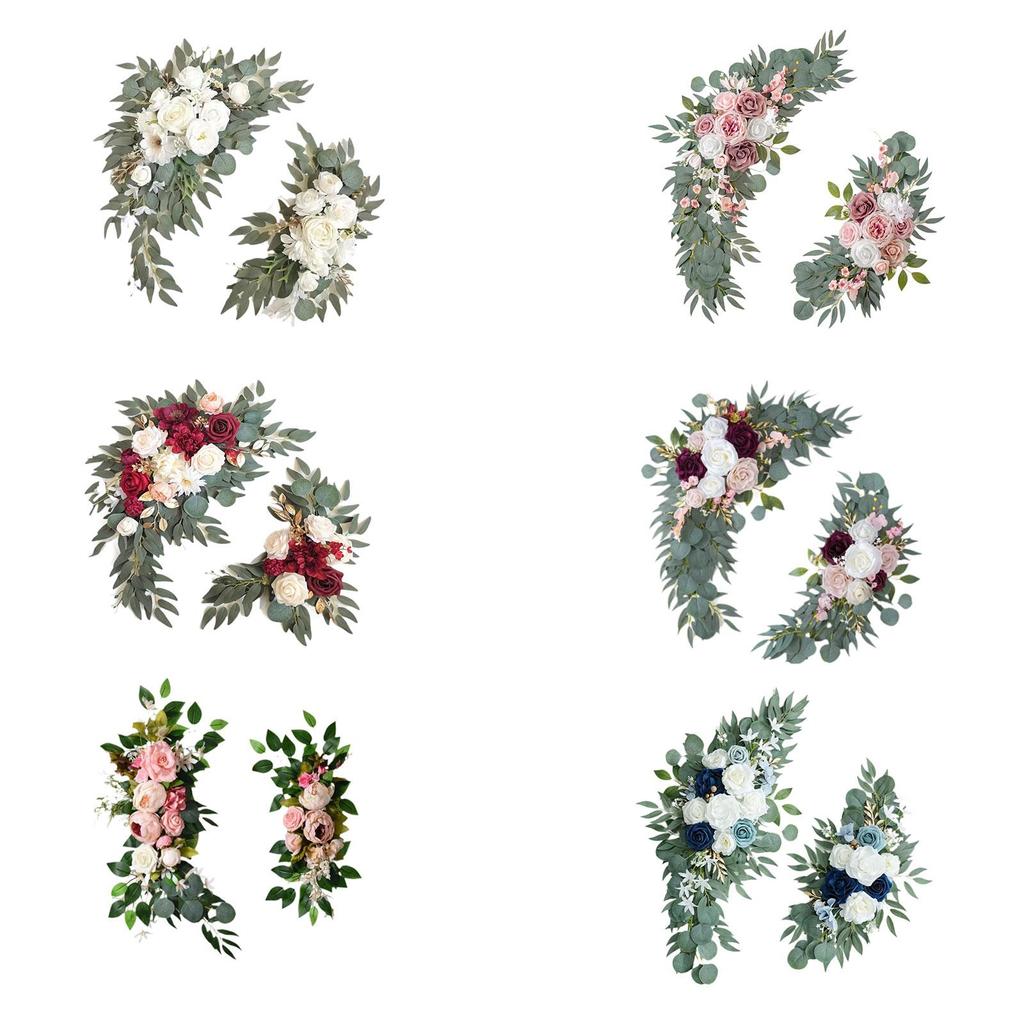 2x Silk Flowers Ornament for Decorating Artificial Flower Swag Wedding Arch Wreath Floral Swag for Party Wedding Car Wall Door
