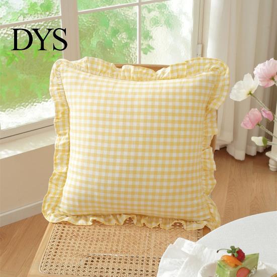 Quadratischer Schlafsofa-Deko-Rüschen-Kissenbezug, Baumwoll-Karomuster-Hülle mit Rüschenrand, 18x18 Unifarbene Kissen Zoll 20x12 Dekorative Hülle für