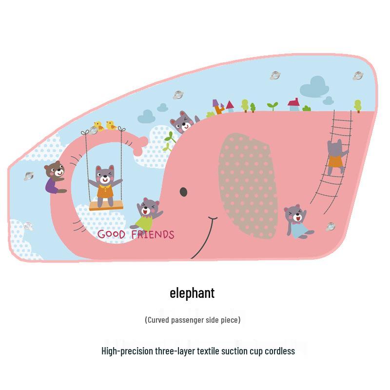 Korean Style Cartoon Car Window Sunshade Curtains with Suction Cups