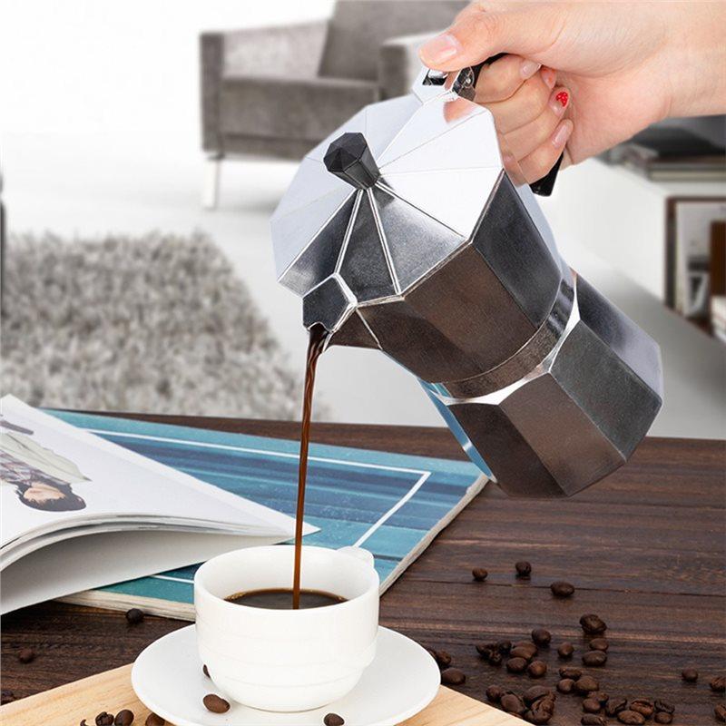 A84E-Aluminum Moka Pot, Small Octagonal Coffee Maker For Office Use, Home Coffee Maker, Espresso Machine
