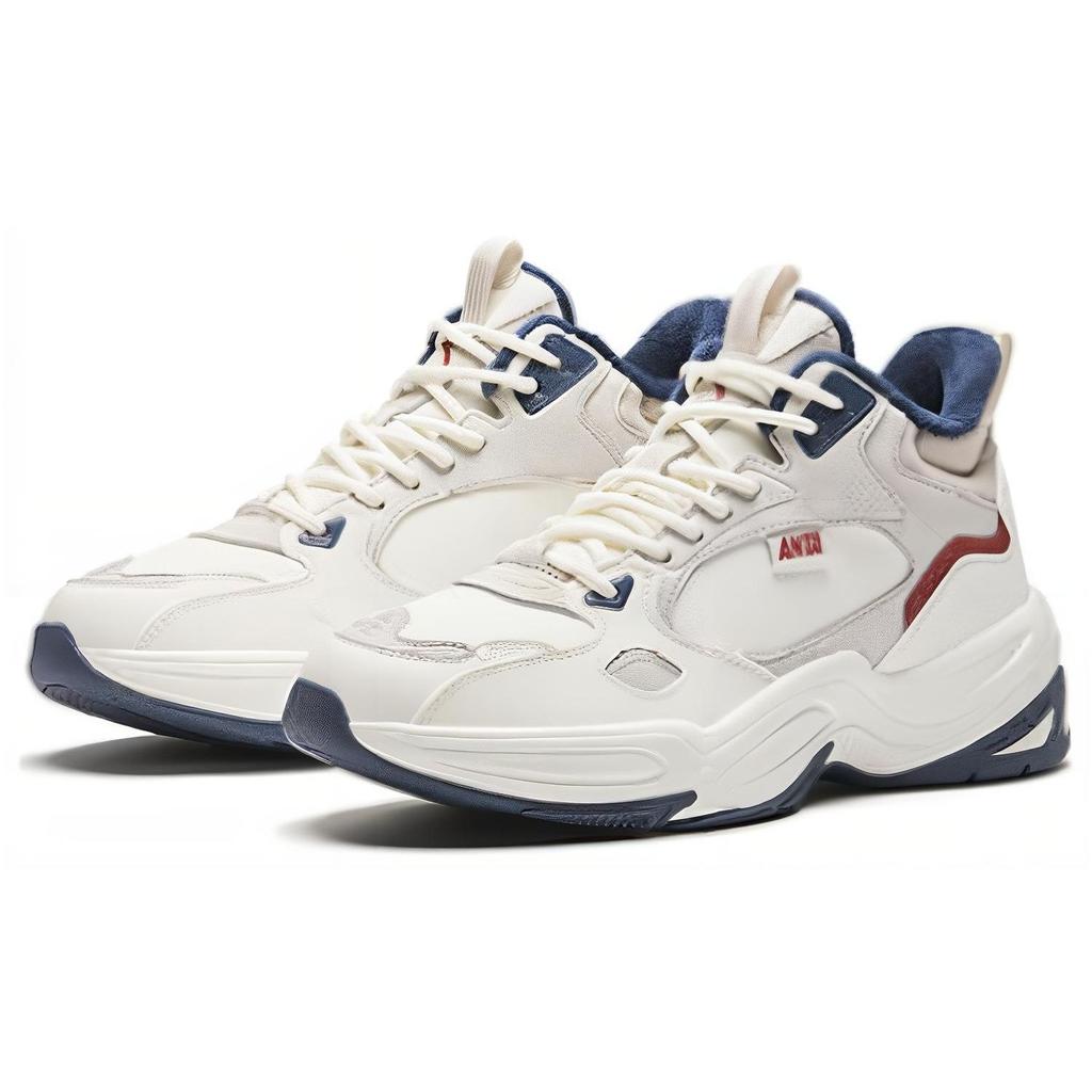 Anta Round Toe Comfortable Shock Absorbing Wear Resistant High Top Casual Shoes Women Casual Shoes White Gray 122348991-2