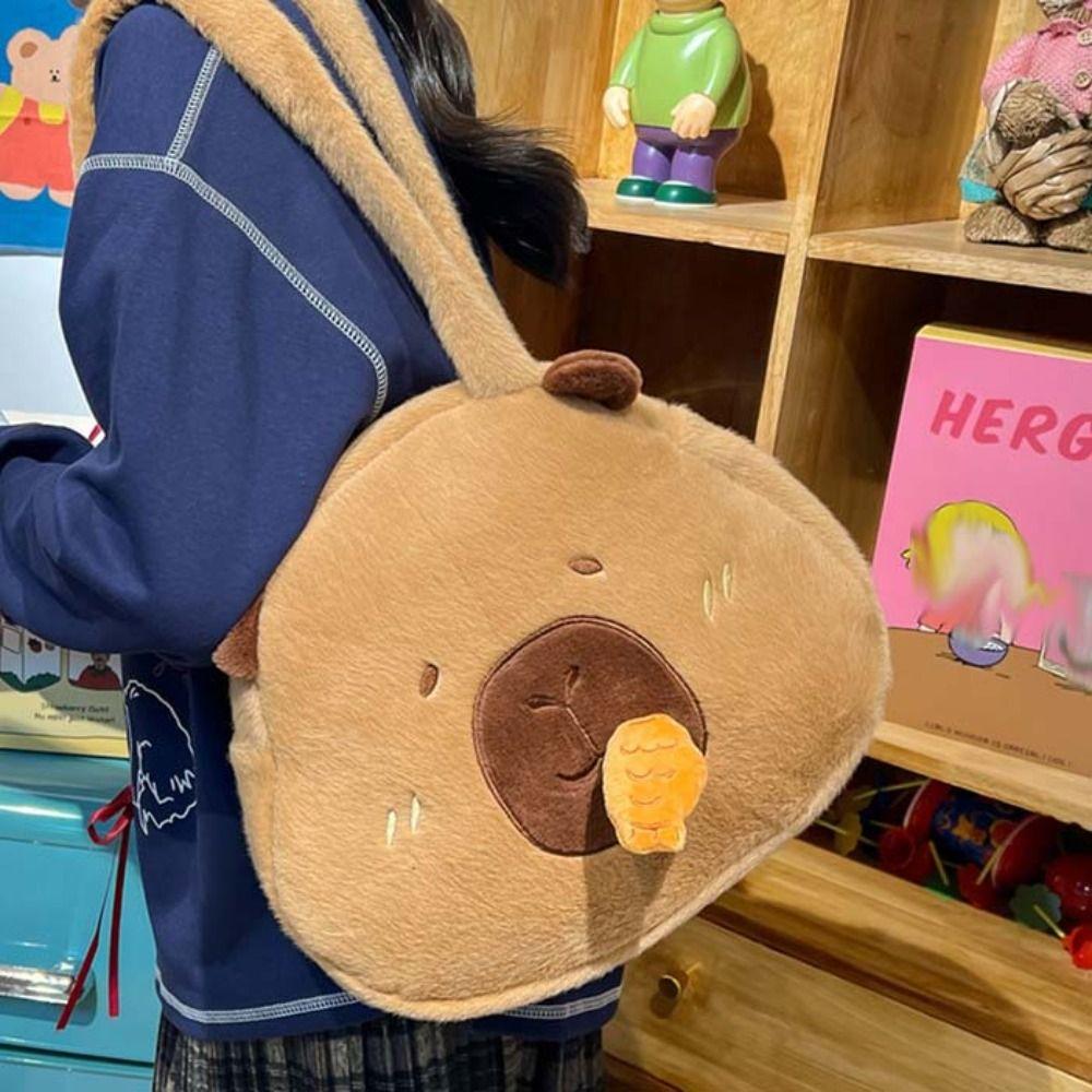 

Большая вместительная сумка через плечо с рисунком из мультфильма Сумка через плечо с рисунком Капибары Мягкая сумка для студентов Style C