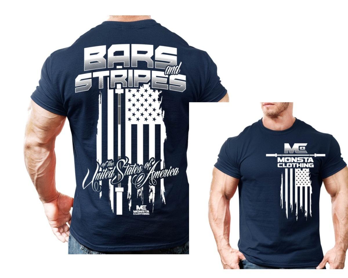 

Bars and Stripes349 Fitness Training Sports Trendy Casual TShirt Mens and Womens Luxury Brand Top 4XL