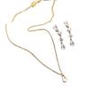 European and American Pure Silver Earrings with Rhinestone Water Drop Pendant Necklace Set for Women