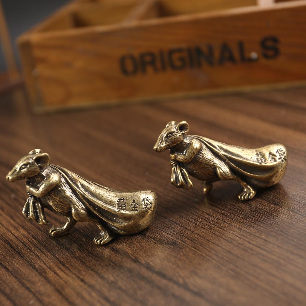 Tang Teng Brass Gold Kangaroo Ornament Money Rat Gold Kangaroo Home Ornament Zodiac Rat Ornament