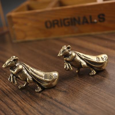 Tang Teng Brass Gold Kangaroo Ornament Money Rat Gold Kangaroo Home Ornament Zodiac Rat Ornament