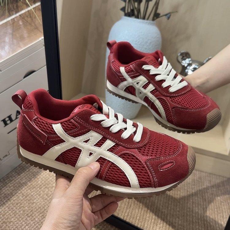 

Soft Leather Version~ Fashion Versatile Casual Breathable Sneakers 2025 Early Autumn New Korean Version Skinny Forrest Gump Shoes Women s Tide 35 красный