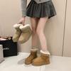 Women's Fur Mouth Fashion Lightweight Soft Sole Winter Warm Fur One Snow Boots Padded Lined Non-slip Casual Sports Cotton Boots