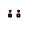 French Retro Burgundy Rose Earrings, Autumn And Winter Small Fragrant Velvet Earrings, High-End Earrings For Women