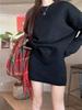 Cozy Gray Sweater & High Waist Midi Skirt Set - Soft Knit Pullover, Perfect for Autumn & Winter