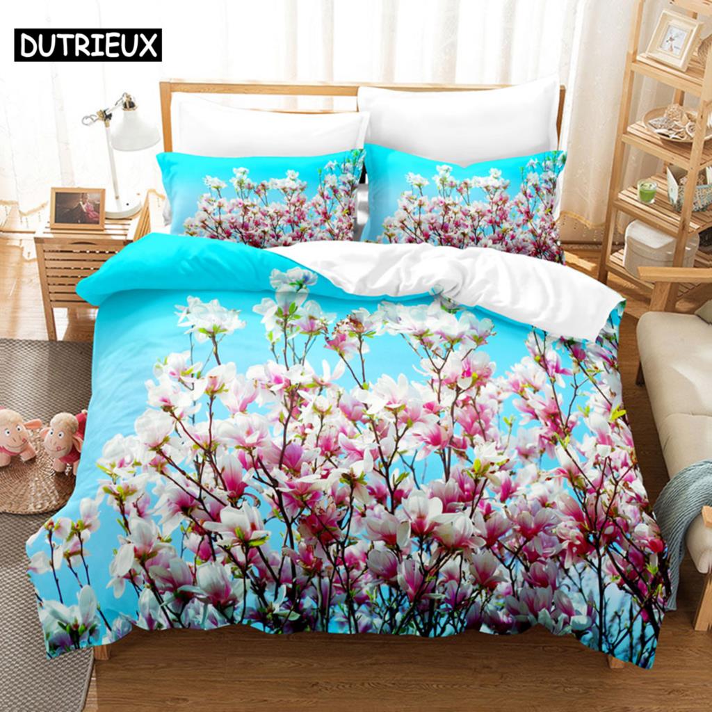 Floral Duvet Cover Sets Double Bed Scenic Quilt Cover Single Bed Queen Bedding Set With Pillowcase 220X240Cm 3Pcs 2Pcs Polyester