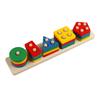 Wooden Geometric Column Set Children'S Montessori Early Education Cognitive Building Block Pairing Smart Five-Pillar Toy