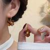 Vintage Maillard Autumn and Winter Acrylic Flower Earrings, Ear Buckles, Exquisite Temperament Earrings for Women