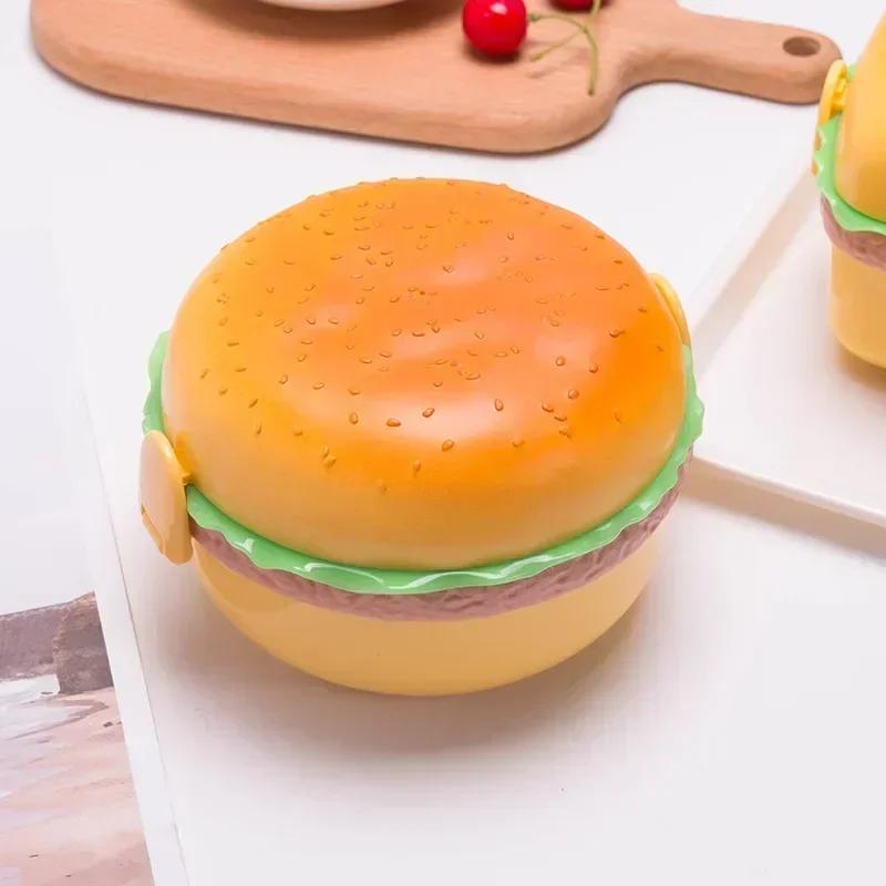 

1PC Creative Hamburger Plastic Lunch Box Cute Cookie Shape Bento Box Lunch Box Students Cartoon Children BentoBox Tableware 501-800ML
