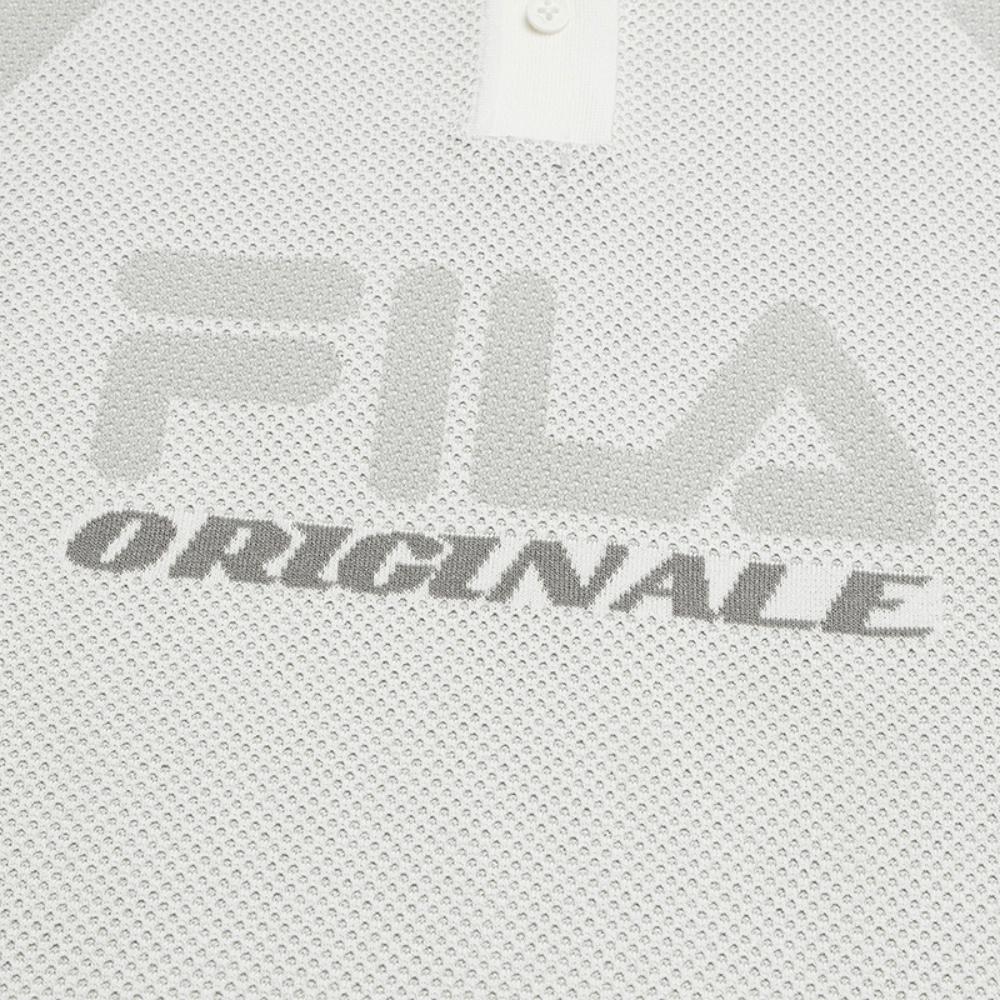 FILA Original Fashion Trend Retro Mesh Knit Top Women tops Cloud-Mushroom-White F11W629403FWT