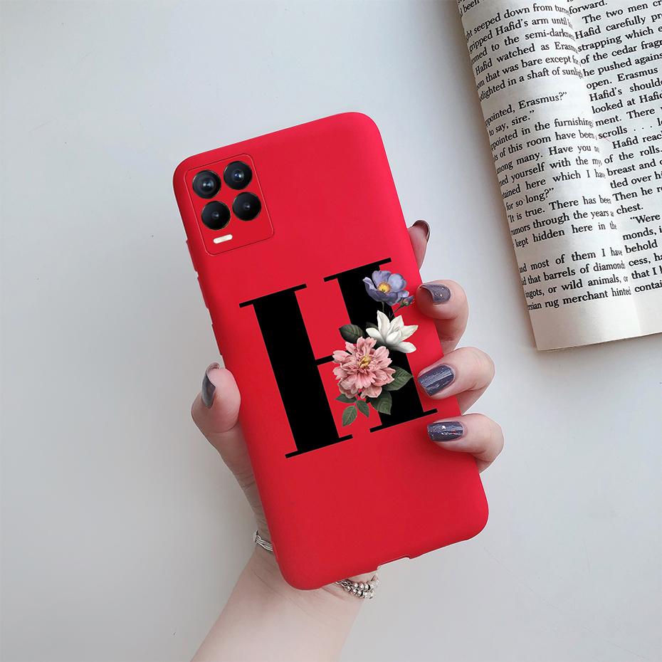 For Realme 8 Pro Case Silicon Soft Letter Monogram Flowers Phone back cover For Oppo Realme8 4G RMX3085 Realme 8 Pro Bumper Case