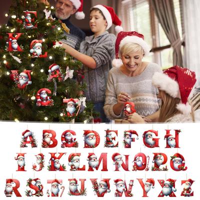 New Acrylic Christmas Decorative Pendant, Letter Christmas Tree Decoration, Car Hanging Flat 2D.