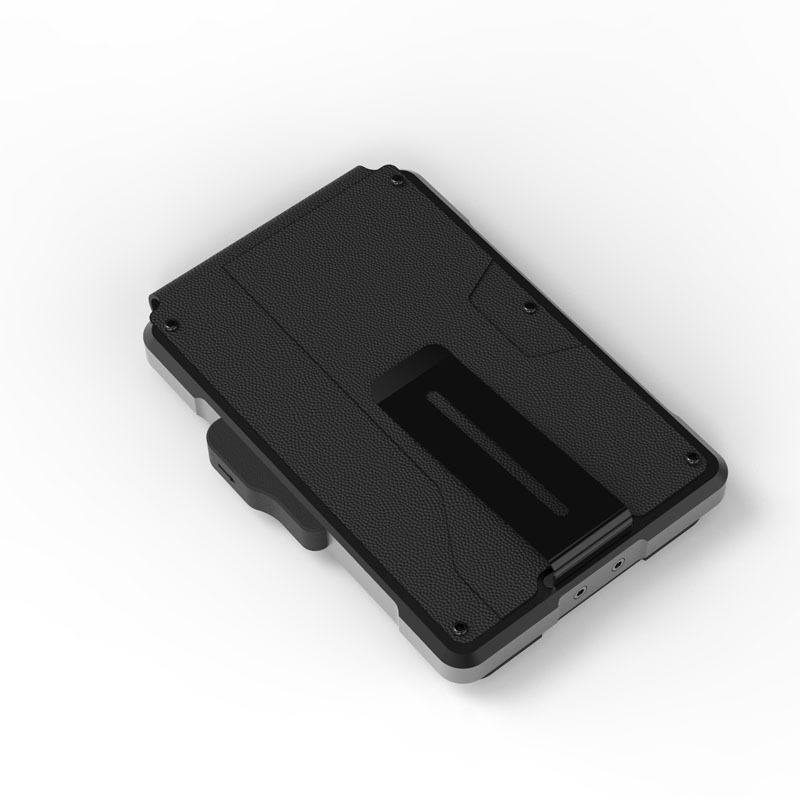 RFID Men's Leather Card Bag Metal Anti-Magnetic Automatic Bullet Card Wallet Credit Card Business Card Box Wallet