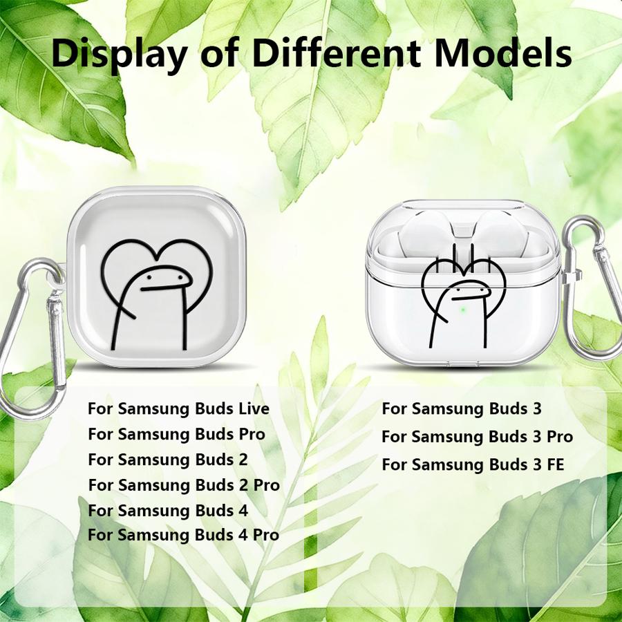 Clear Earphone Cases Cover With Hook Case For Samsung Galaxy Buds 4 Pro 3Pro 2Pro 3 FE Live 4Pro 2 Stickmans Love